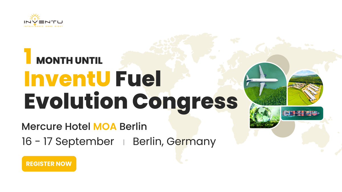 1 month to go until the #InventUFuelEvolutionCongress. Four streams: SAF, Biofuels, Maritime fuels, Biogas under one roof. Be part of the change. Request your brochure now: n9.cl/6ocv6