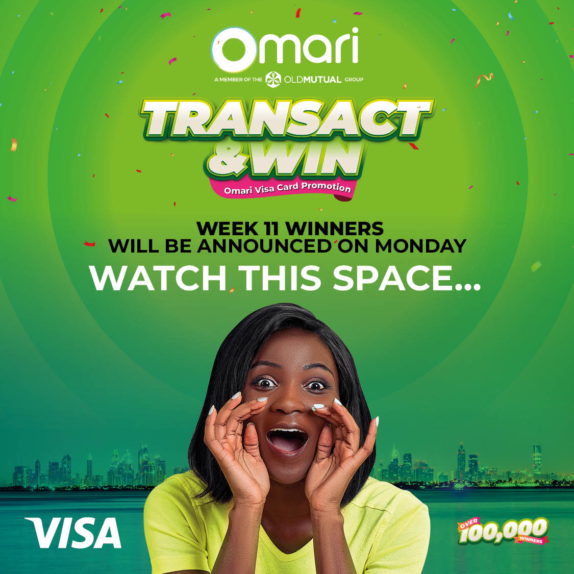 Weekly Winner Reveal Coming!
Watch this space - Week 11 winners are about to be announced. Transact US$10+ per week with your Omari Physical/Virtual VISA Card and stand a chance to win. Simple!
 #TransactAndWin #OmariVisaCard #OmaritheWayYouMoney