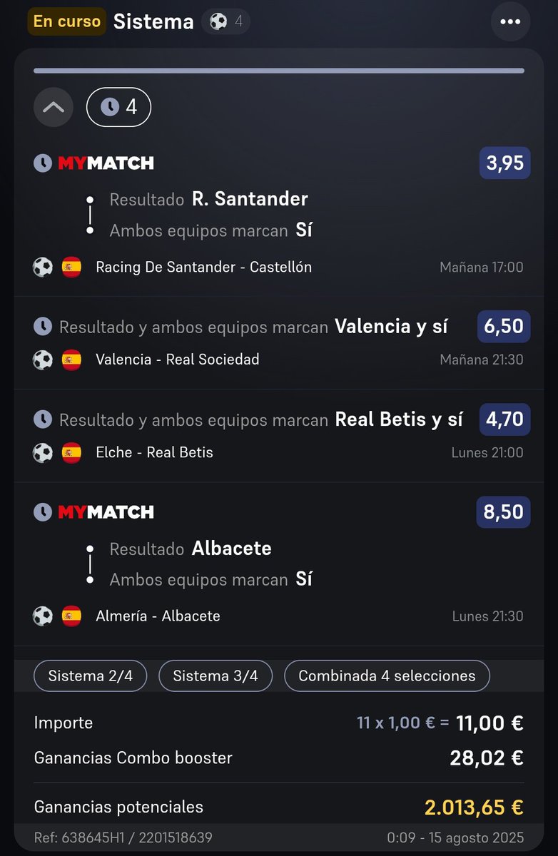 Vamos con las cosas de mayores (: 

Os dejo:

1 recomendación que me gusta much

1 combinada cuota <a href="/4/">w</a> de cositas que me gustan mucho para este fin de semana

1 recomendación cuota <a href="/6/">Adrián Lamo</a> que me parece que tiene mucho valor 

1 sistema de 4 apuestas top