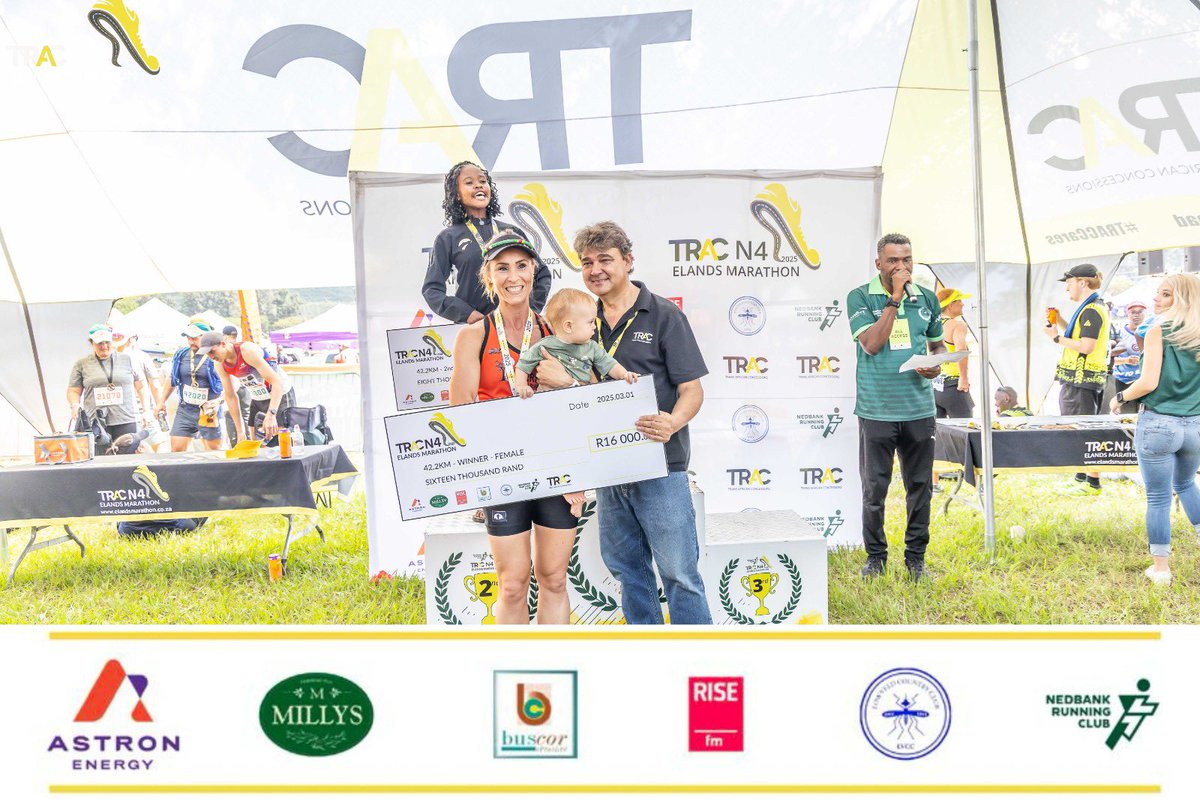 A glimpse into the TRACN4 Elands Marathon 2025 prizegiving.

Sharing just a few special moments from the handover, celebrations worth remembering!

#TracN4ElandsMarathon2026
#TrapnLos 
#RunningWithTumiSole
<a href="/TRACN4route/">TRAC N4 Toll Route</a> 
<a href="/Astron/">Mike Bumbeck</a> 
<a href="/BuscorPtyLtd/">Buscor</a>