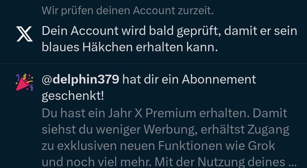 Das kam jetzt ziemlich unerwartet. Vielen Dank lieber <a href="/delphin379/">Thorsten Gutmann</a> für X Premium.