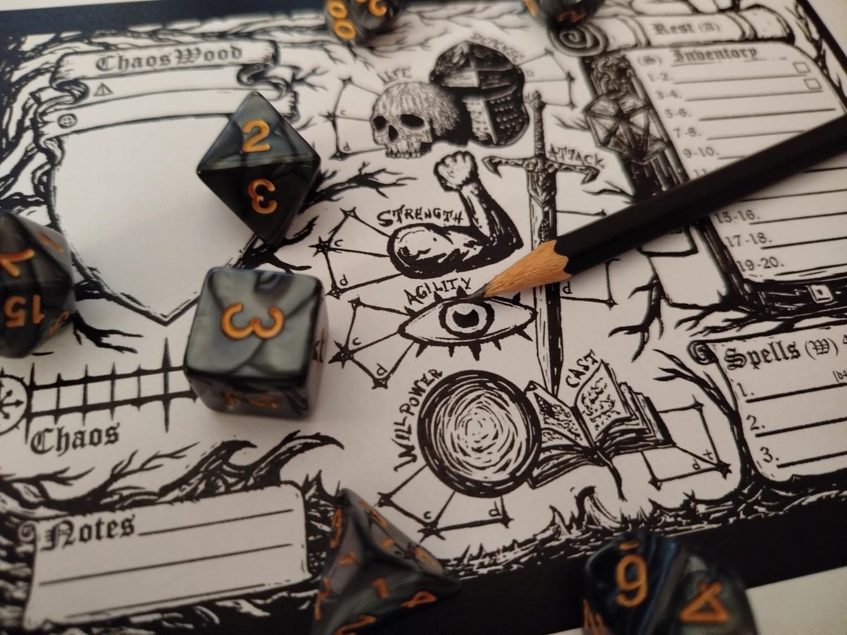 Character sheet. 
Print test and playtest.
ChaosWood RPG - Forsaken Tombs.

A dark fantasy tabletop role-playing game.
Don't let chaos consume you.

Coming soon!

kickstarter.com/projects/xplor…