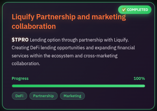 Wookey π§ | TPRO (@wookey_eth) on Twitter photo Yesterday, we had the pleasure of announcing our Partnership with <a href="/LiquifyVentures/">Liquify π</a> π₯³
Our cross-promoting campaigns will continue, but now let's move on to the next goals πͺ
#TPRO Yesterday, we had the pleasure of announcing our Partnership with <a href="/LiquifyVentures/">Liquify π</a> π₯³
Our cross-promoting campaigns will continue, but now let's move on to the next goals πͺ
#TPRO
