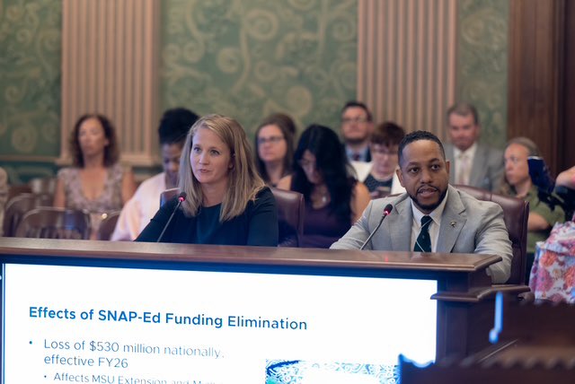Appreciated the opportunity to provide a testimonial to Michigan Senate Appropriations Committee about the impact that the federal cut to SNAP Education will have to the state of Michigan on behalf of <a href="/MSUExtension/">MSU Extension</a>