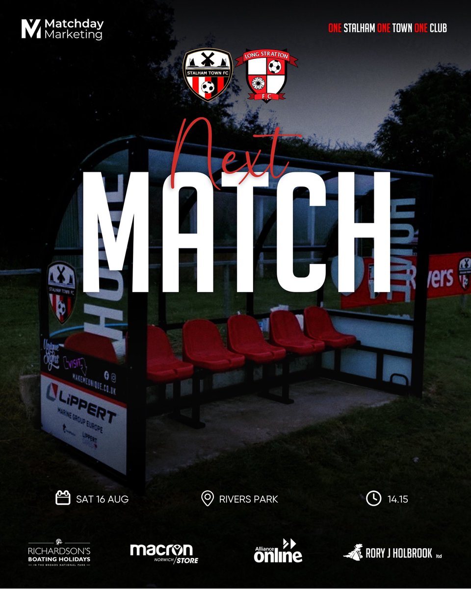 StalhamTown's tweet photo. 🟥⚽️🟥 NEXT MATCH | Tomorrow we welcome @longstrattonfc Reserves to Rivers Park | 2.15pm Kick Off | Clubhouse &amp; Bar Open | With Norwich City playing away, it’s a great opportunity to get your football fix and support local grassroots football | Match Sponsorship available at £40 https://t.co/jneOkDL9nD