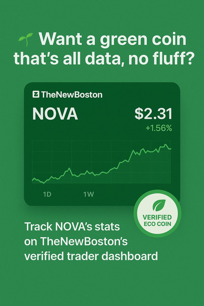 nova_currency's tweet photo. 🌱 Want a green coin that’s all data, no fluff?
 Track NOVA’s stats on TheNewBoston’s verified trader dashboard.
 #CryptoTools #NOVAimpact #TheNewBoston https://t.co/0uwQConw7p