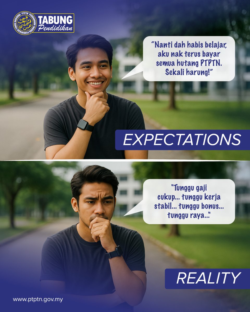 Min dulu masa awal-awal masuk universiti, semangat betul nak bayar balik PTPTN. Tapi realitinya, banyak komitmen lain, kadang memang rasa tak mampu nak konsisten 😓

Nasib baik Min jumpa penyelesaian iaitu dengan membuat rundingan bayaran balik ikut kemampuan bulanan.​

Tak perlu