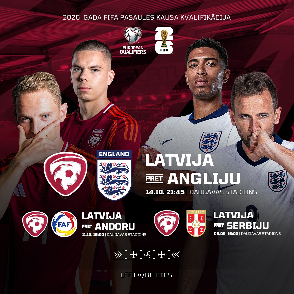 Individuālās biļetes ir pārdošanā 🎟

🇱🇻🆚🏴󠁧󠁢󠁥󠁮󠁧󠁿🇷🇸🇦🇩 𝗹𝗳𝗳.𝗹𝘃/𝗯𝗶𝗹𝗲𝘁𝗲𝘀

#LatvijasIzlase #11vilki