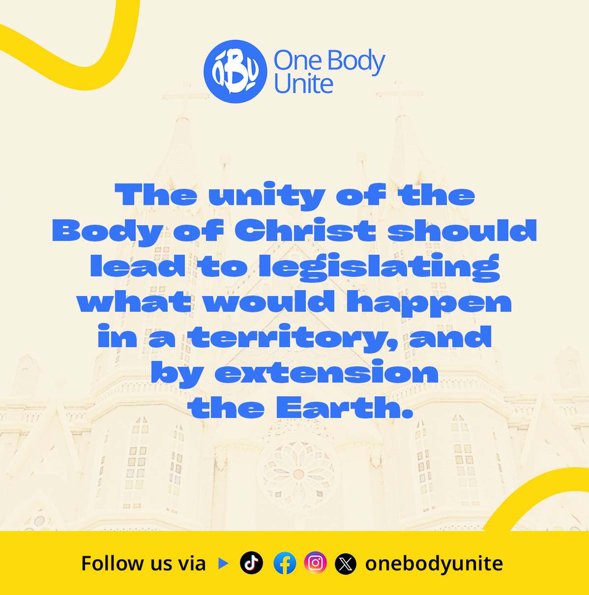 onebodyunite's tweet photo. One of the main reasons why the body of Christ needs to become one is so that the ultimate desire of God can be freely given expression to here on earth. https://t.co/N8cu7wrFDN