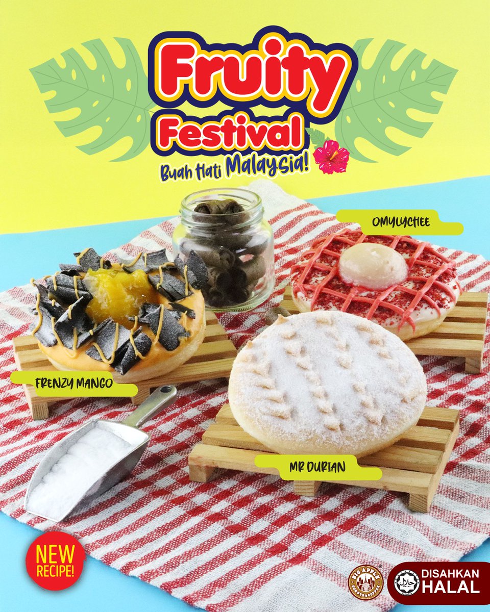 Amaran! 🚨 Donut terbaru ni boleh buat jatuh cinta tawww 💘 Hihi

Frenzy Mango – manis padu 😋
OmyLychee – lembut gebu 🥰
Mr Durian – bau je dah rindu 🤭

#bigappledonuts #bigappledonutscoffee #bigappledonut #bigappledonutsmalaysia #FruityFestival #BuahHatiMalaysia
