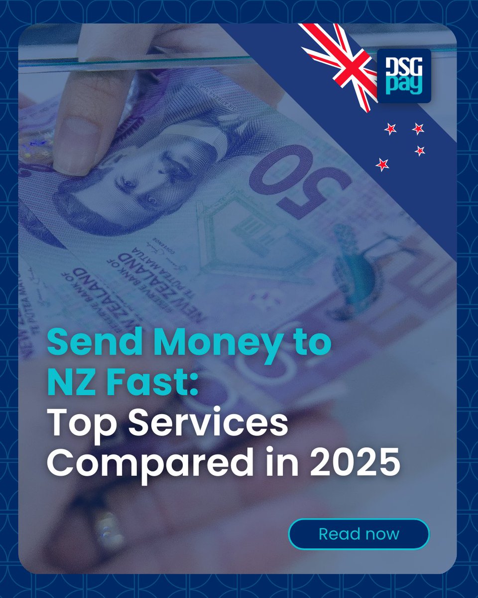 DSGPay's tweet photo. 💸 Need to send money to New Zealand quickly?
Our 2025 guide compares the top services — covering transfer speed, fees &amp; FX rates — so you can choose the fastest and most cost-effective way to send funds.
📖 https://t.co/gBssm0uw5O
📱 https://t.co/7YpQlFwb1I

#DSGPay #SendMoney https://t.co/XfqXRaJ0vI