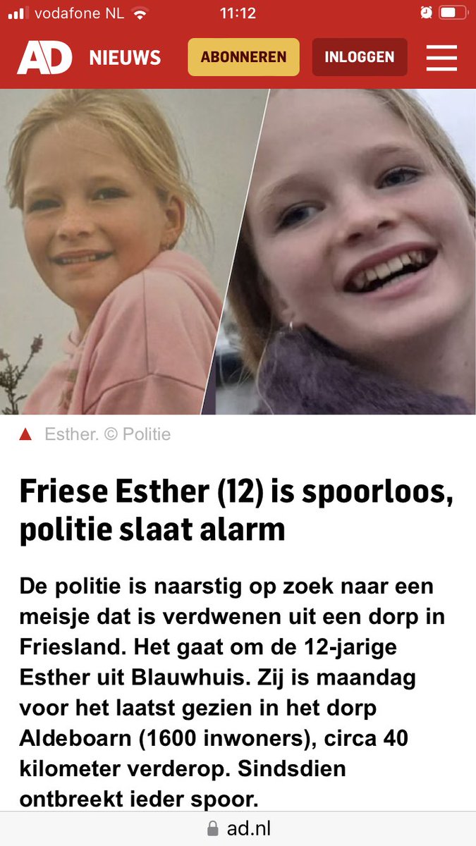 Niels Ahob2 (@nielsahob2) on Twitter photo Vermissing 🚨
Mensen aub delen !
#Esther #Friesland #Blauwhuis #Aldeboarn #vermissing
<a href="/NOS/">NOS</a> <a href="/nosnieuws/">NOSJournaal</a> #nosjournaal <a href="/HartvNL/">Hart van Nederland</a> <a href="/Nieuwsvandedag_/">Nieuws van de Dag</a> <a href="/vandaaginside/">Vandaag Inside</a> #deoranjezomer #oranjezomer <a href="/telegraaf/">De Telegraaf</a> <a href="/WNLVandaag/">WNL Vandaag</a> Vermissing 🚨
Mensen aub delen !
#Esther #Friesland #Blauwhuis #Aldeboarn #vermissing
<a href="/NOS/">NOS</a> <a href="/nosnieuws/">NOSJournaal</a> #nosjournaal <a href="/HartvNL/">Hart van Nederland</a> <a href="/Nieuwsvandedag_/">Nieuws van de Dag</a> <a href="/vandaaginside/">Vandaag Inside</a> #deoranjezomer #oranjezomer <a href="/telegraaf/">De Telegraaf</a> <a href="/WNLVandaag/">WNL Vandaag</a>