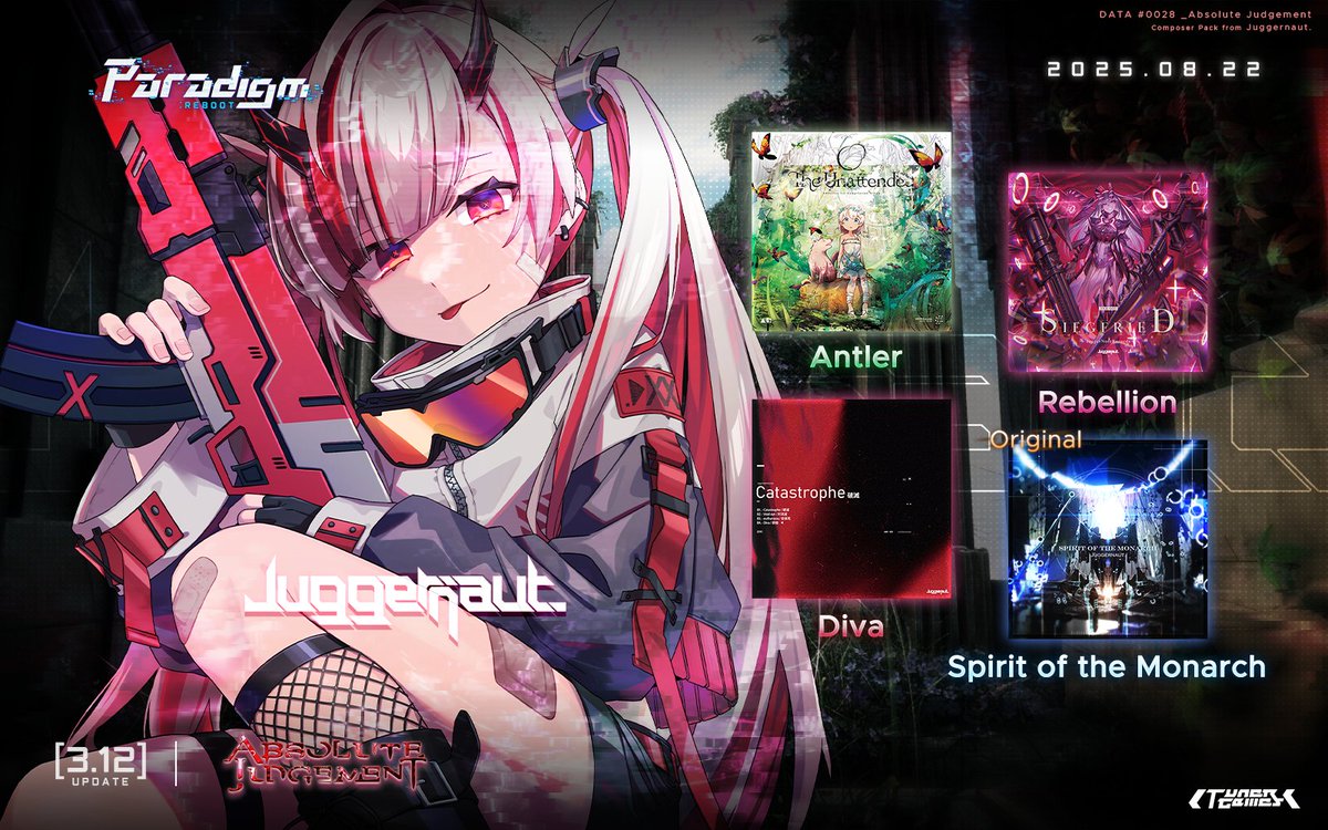 [v3.12 Update]

New Composer Solo Album - Juggernaut. <a href="/jgnt_/">Juggernaut.</a>
"Absolute Judgement" will be released on August 22nd, 2025!

3 popular tracks will be added:

- "Antler" by Juggernaut.
- "Rebellion" by Juggernaut.
- "Diva" by Juggernaut.

And 1 brand new Original Track:

- "Spirit of