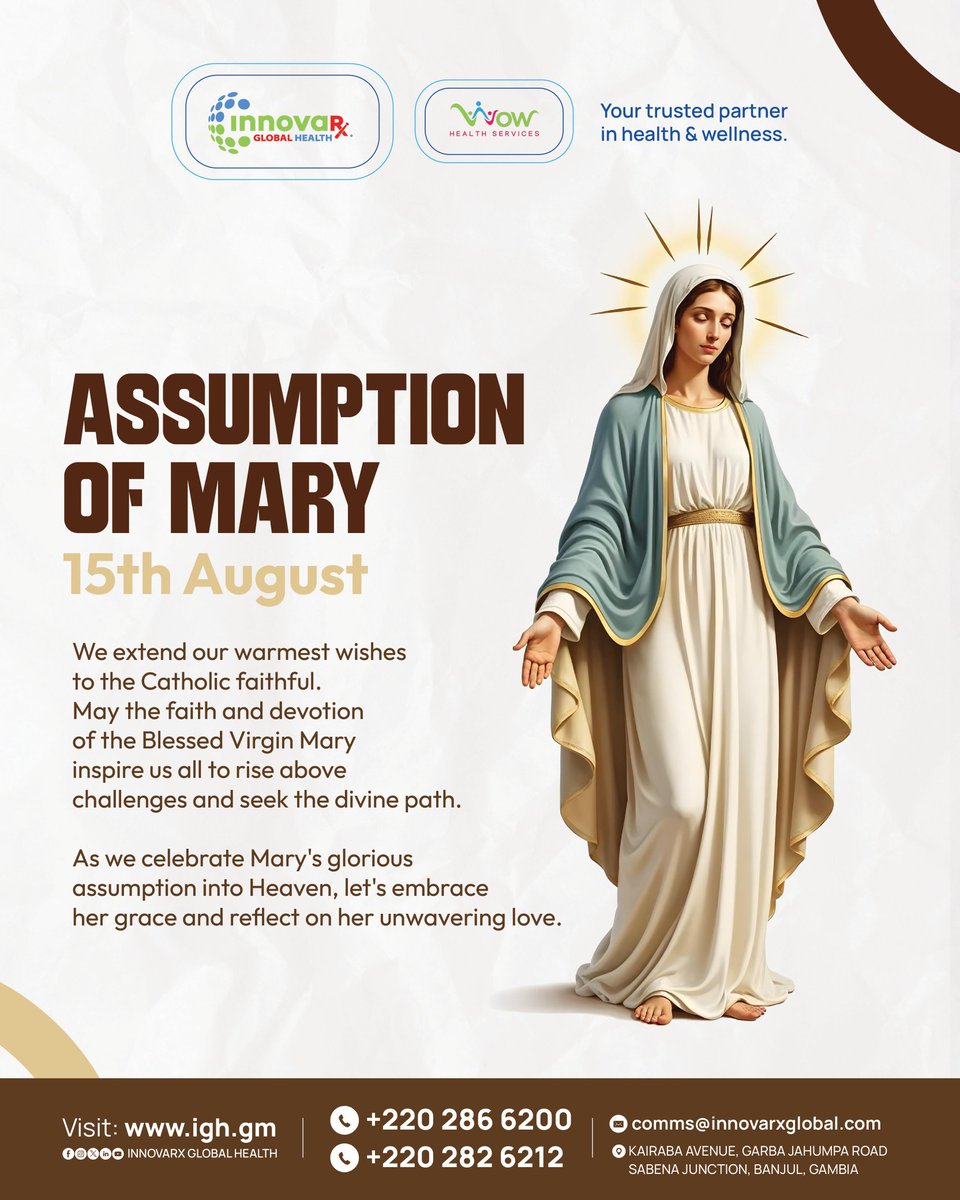 innovarxglobal's tweet photo. 🙏 Wishing all our Christian brothers and sisters a Blessed Assumption Day 💙
May this day be filled with peace, joy, and renewed faith.

#IghCares https://t.co/ZCLcACg80V