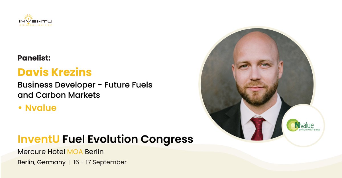 Welcome NValue as a Business Development Sponsor. Davis Krezins, Business Developer – Future Fuels and Carbon Markets, will join a panel discussion at the 4th Biogas Forum. Learn more: n9.cl/s97hm