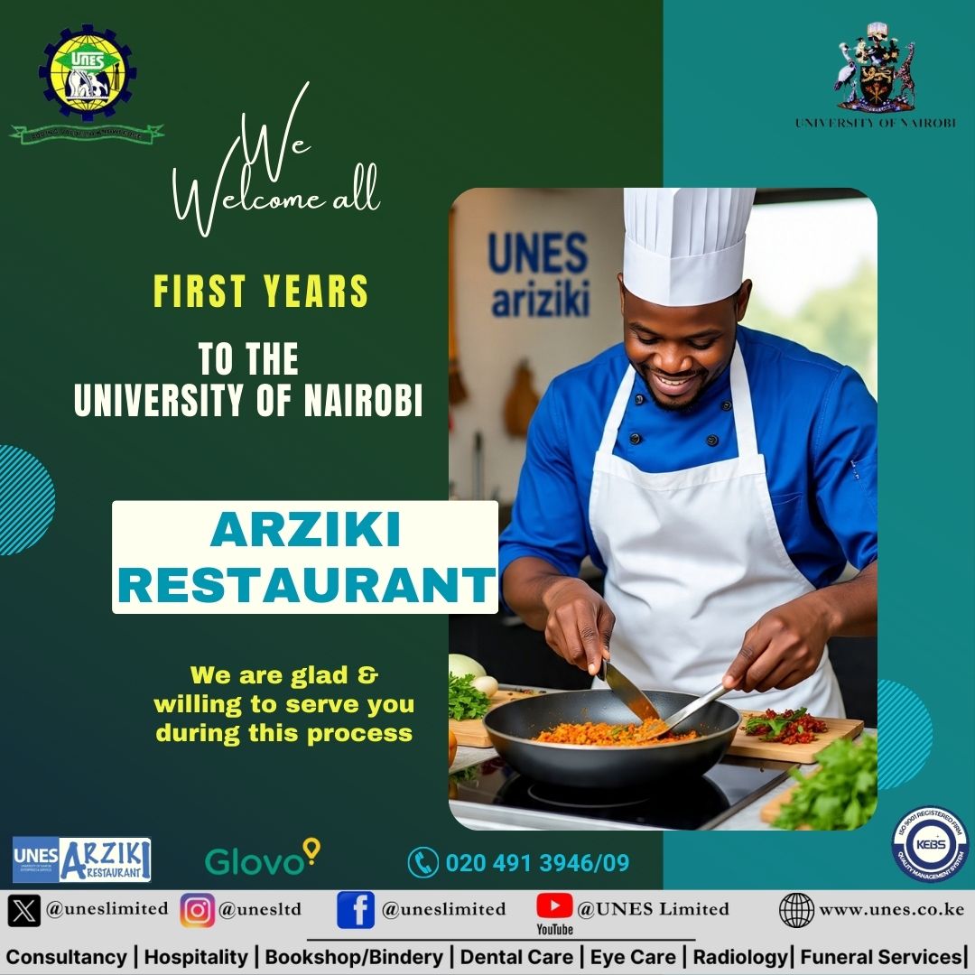UNESLIMITED's tweet photo. Excited to serve, eager to support! Welcome first-years to @uonbi . 🎉 Dine, study, and thrive with UNES. #CampusLife #foodie #starsarewinning https://t.co/BHIGs8MGkP