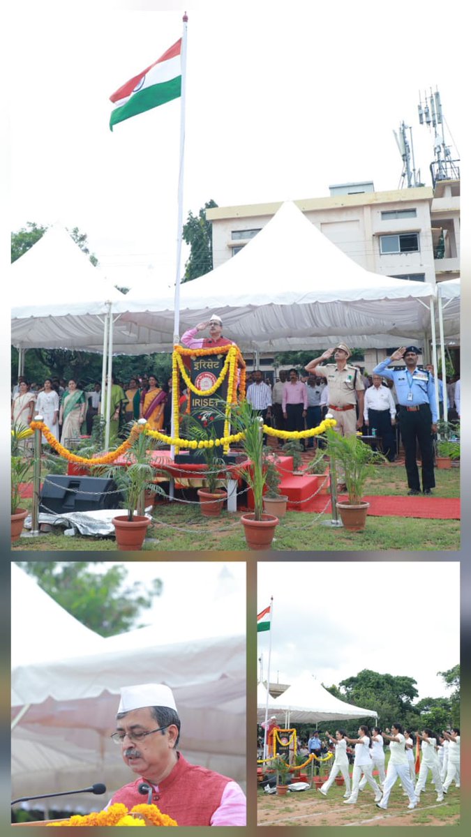 IRISET - 79th Independence Day celebrations - Shri Sharad Kumar Srivastava, DG hoisted the National Flag. He addressed the gathering. A cultural program was organised and awards were distributed to winners of sports events and participants of cultural program