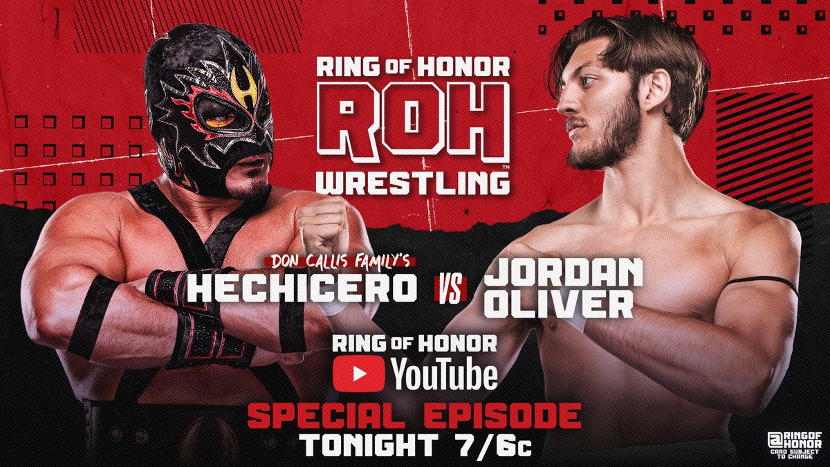 ROH - Ring of Honor Wrestling (@ringofhonor) on Twitter photo It’s ROH debut night for <a href="/TheJordanOIiver/">Jordan Oliver | GO THE DISTANCE!!</a> as he steps into the ring with <a href="/_ReyHechicero/">Rey Hechicero</a>, the man set to challenge for the ROH World Championship at Death Before Dishonor!
▶️ Watch this special episode of ROH TV on the Official ROH YouTube channel 7/6c It’s ROH debut night for <a href="/TheJordanOIiver/">Jordan Oliver | GO THE DISTANCE!!</a> as he steps into the ring with <a href="/_ReyHechicero/">Rey Hechicero</a>, the man set to challenge for the ROH World Championship at Death Before Dishonor!
▶️ Watch this special episode of ROH TV on the Official ROH YouTube channel 7/6c