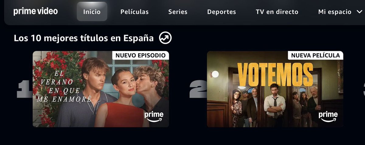 SantiagoRequejo's tweet photo. VOTEMOS N2 en el TOP 10 Prime Vídeo España!! https://t.co/BfC0I2mvr4