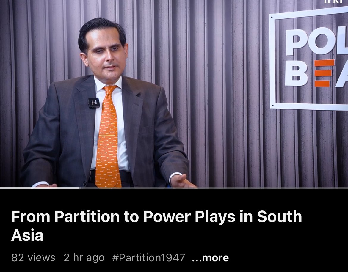 Sat down for an interview at the Islamabad Policy Research Institute and talked about everything from history to partition to contemporary geopolitics - a big thanks to the institute for inviting me! 

youtu.be/1faJdjsM5Wg?si…
