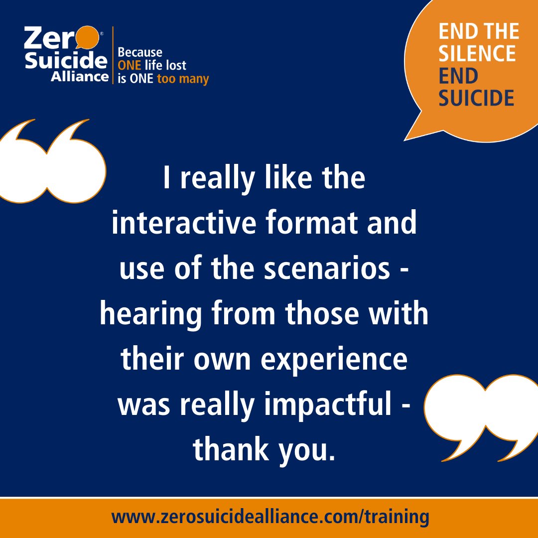 Zer0Suicide's tweet photo. #FeedbackFriday
Have you taken one of our training courses? Why not share your feedback using our feedback form ๐
https://t.co/QkbU46km9f
#Feedback #ZSATraining #FreeTraining #SuicideAwareness #SuicidePrevention #ZeroSuicide https://t.co/6d6a4SbtvA