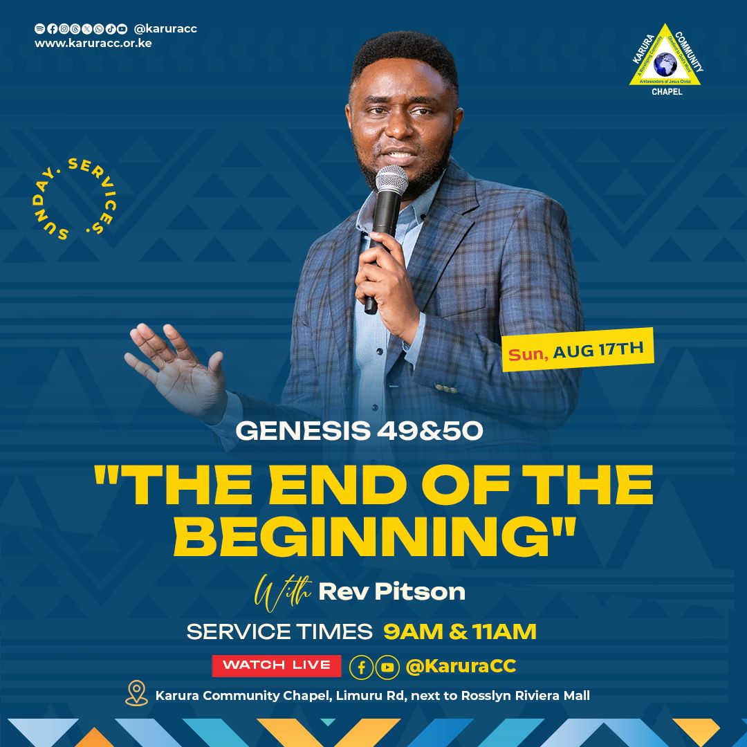 Hello Family,
We have finally come to the end of Genesis. This Sunday, the 17th of August, we’ll be looking at the last two chapters of the book.
Find some time to read chapters 49 and 50 as we prepare for Sunday’s sermon.

Come ready to learn from the Word🤗