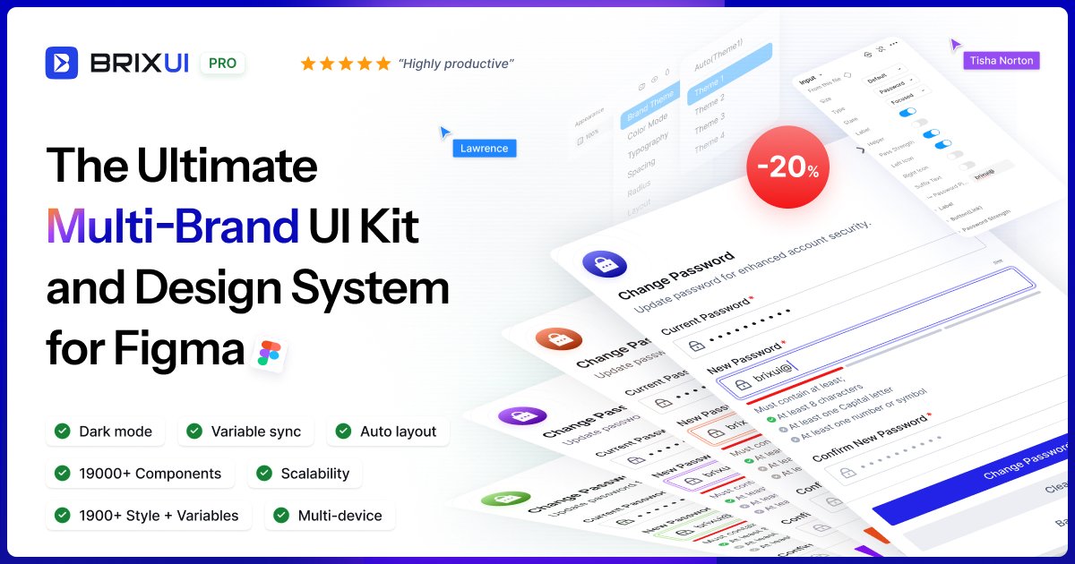 Introducing "BrixUI" the latest addition to Dezi Gallery.

BrixUI is the ultimate multi-brand UI kit and ever-growing design system for Figma.

dezi.gallery/tool/brix-ui
<a href="/brixuidesign/">BrixUI</a>
