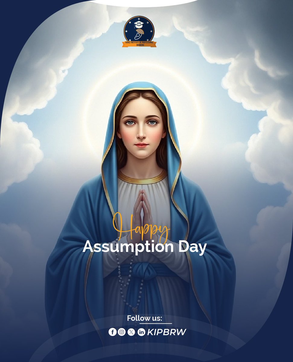 kigalinstitute's tweet image. Wishing you a blessed and joyful Assumption Day!

May this day bring peace, hope, and grace to you, your loved ones and your careers. 

#KIPB #AssumptionDay #Blessings #PeaceAndGrace
