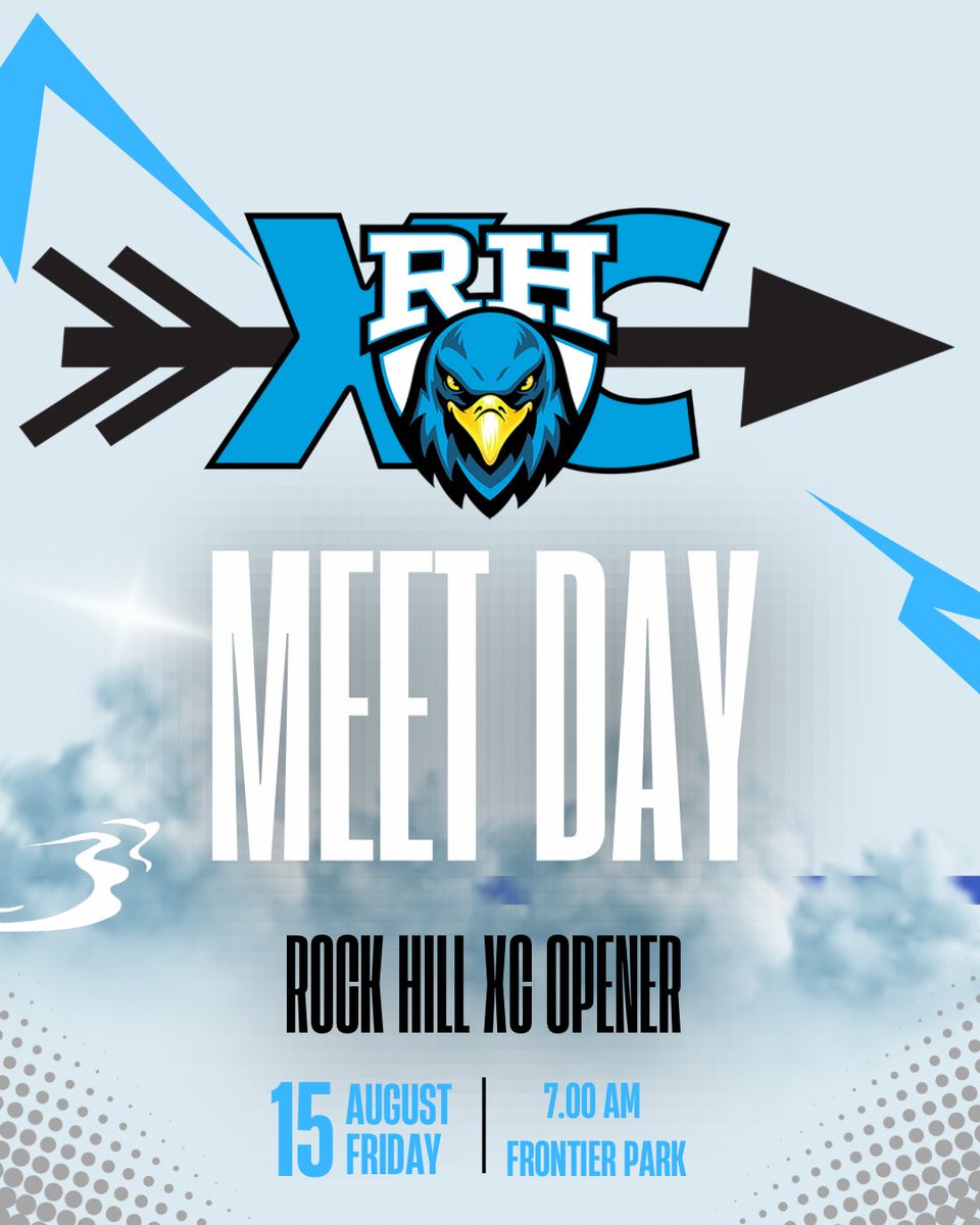 🚨 MEET DAY 🚨 

📢: Rock Hill XC Opener

📆: August 15, 2025

📍: Frontier Park, Prosper, TX 

⏰: 7:00 AM

🔵🔵🔵 RUN ROCK RUN 🔵🔵🔵