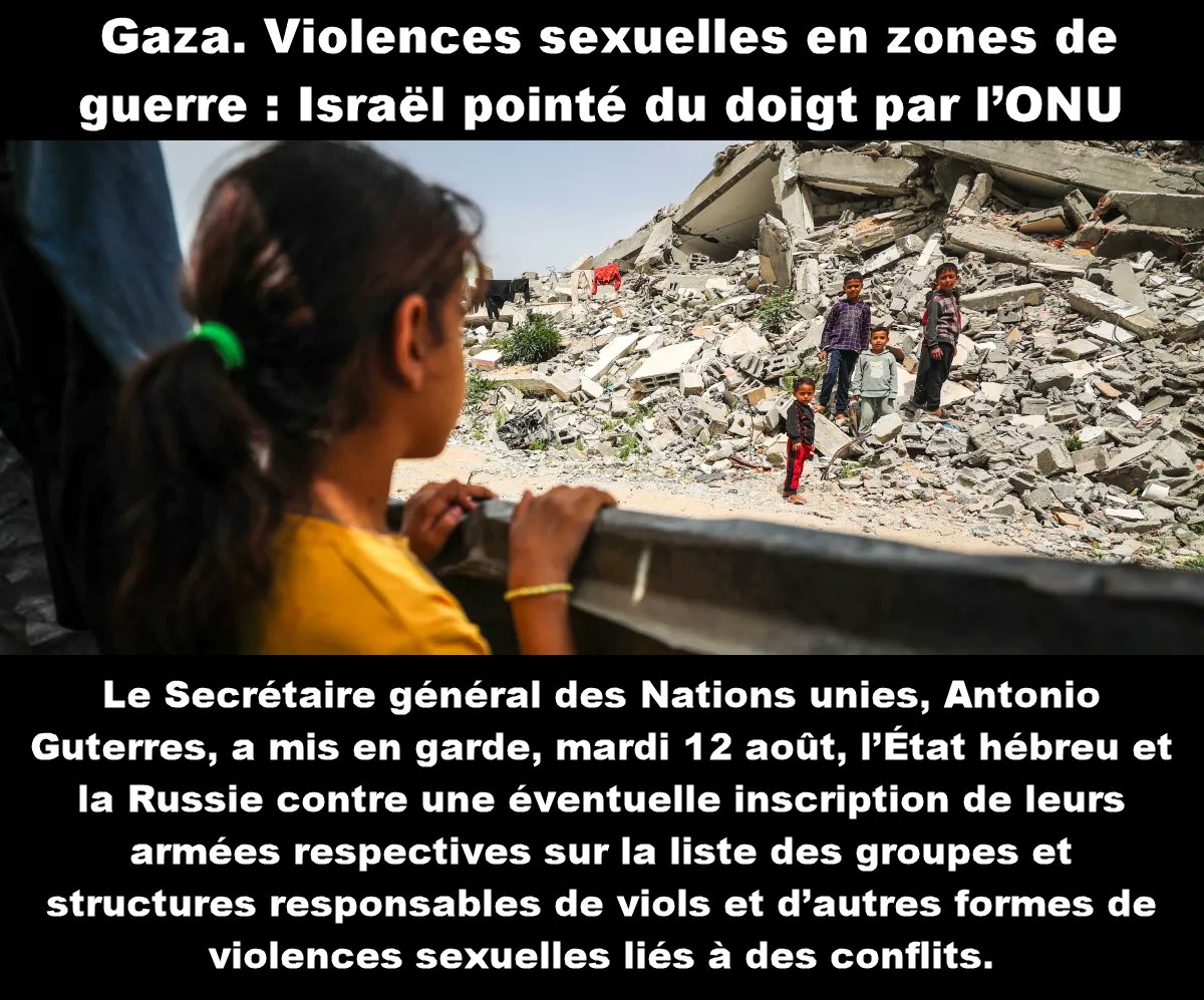 “Des cas documentés par les Nations unies font état de pratiques de  violences sexuelles, telles que des violences génitales, des mises à nu  forcées prolongées et des fouilles à nu répétées, menées de manière  abusive et dégradante” écrit l'ONU
courrierinternational.com/article/gaza-v…