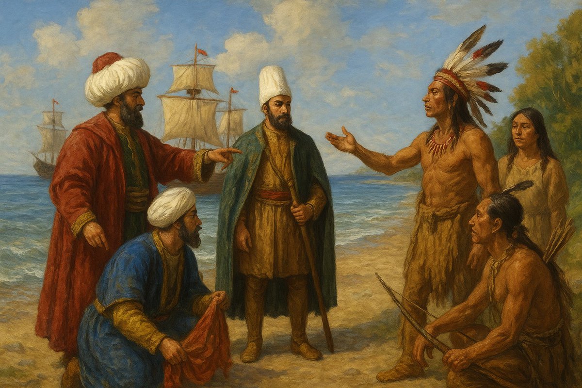 DailyTurkic's tweet photo. What if Ottoman ships landed in America first? 🌏 https://t.co/Ugw9gva3zo