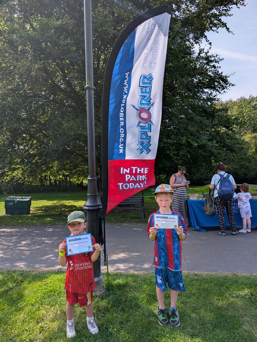 1/2 What a fabulous day we all had on Wednesday for the Xplorer walking challenge at Aireville Park, Skipton. A very hot day but that did not stop over 80 children and their families taking part. Well done !  Even a tiny tot tried very hard with superb writing of the answers :)