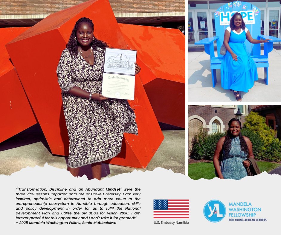 🇺🇸🇳🇦 "Transformation, Discipline and an Abundant Mindset" were the three vital lessons Imparted onto me at Drake University. I am very inspired, optimistic and determined to add more value to the entrepreneurship ecosystem in Namibia through education, skills and policy
