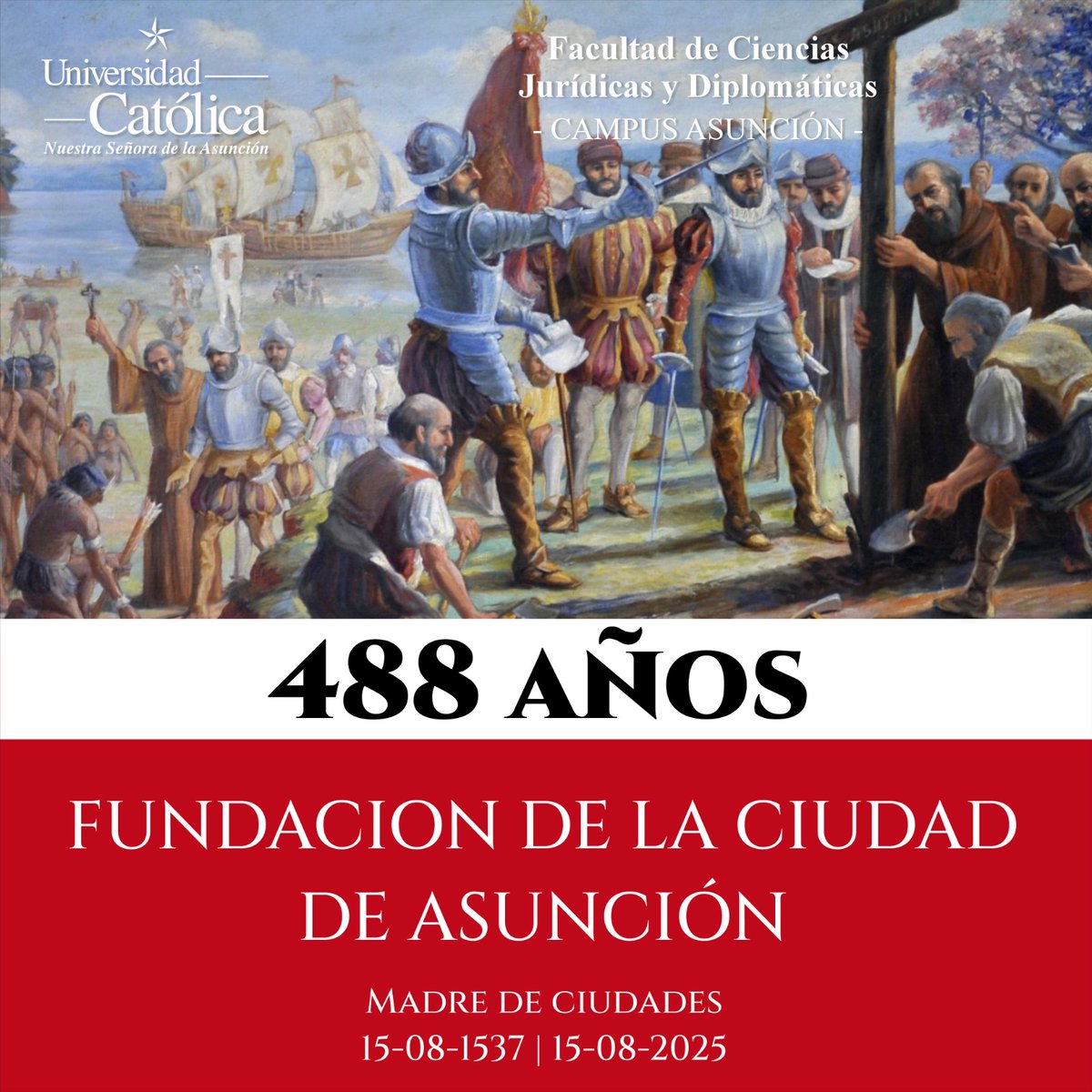 Hoy celebramos 488 de la fundación de la ciudad de Asunción. 
Salud, madre de ciudades 🎉✨️🇦🇹
#Asunción2025