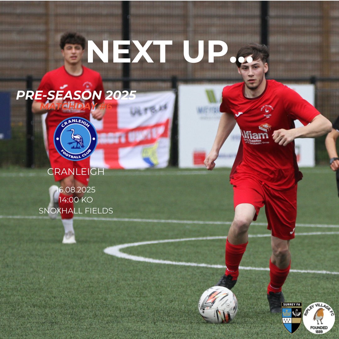 Ripley Village FC (@ripleyvillagefc) on Twitter photo Next Up...
We travel to <a href="/OfficialCranes/">Cranleigh FC</a> for our sixth pre-season fixture tomorrow afternoon in a 2pm KO.
Another opportunity to get minutes in the legs across the squad in what is always a good fixture against a strong side.
#RVFC Next Up...
We travel to <a href="/OfficialCranes/">Cranleigh FC</a> for our sixth pre-season fixture tomorrow afternoon in a 2pm KO.
Another opportunity to get minutes in the legs across the squad in what is always a good fixture against a strong side.
#RVFC