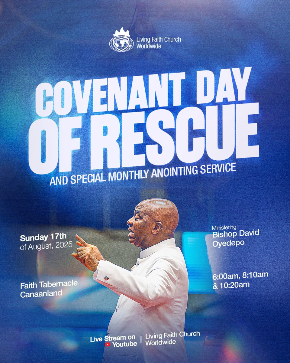 ft_canaanland's tweet photo. Christ didn't come to save you from sin; He came to save you from every oppression and assault of the evil ones. 

This Sunday at our Covenant Day of Rescue, every shackle will be broken and every oppression shall be stopped via the Word and the anointing.

Your rescue is here! https://t.co/KQgm9G5iYo