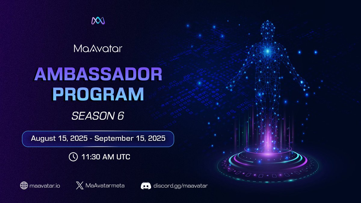 MaAvatar Ambassador Program SEASON 6 is HERE!

1/ Welcome to the most thrilling chapter of our journey yet.
After 5 epic seasons, S6 is revamped, re-energized &amp; built to leave a mark across Web3 communities.

This time?
It’s not just about participating. It’s about creating real