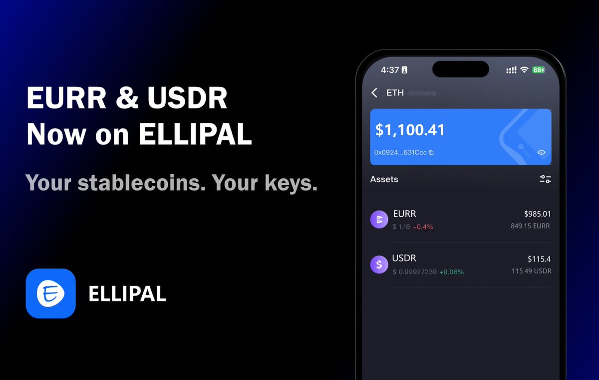 🚀 <a href="/ellipalwallet/">ELLIPAL</a> now supports $EURR &amp; $USDR on <a href="/ethereum/">Ethereum</a>!

🇳🇱 $EURR &amp; $USDR are 1:1 fiat-backed stablecoins, MiCAR-ready &amp; issued under Dutch Central Bank supervision.

🔐 Secure, regulated &amp; 102% backed — store and manage trusted euros &amp; dollars offline with the ELLIPAL Cold