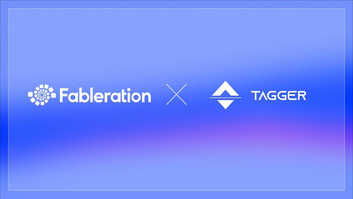 🤝Partnership Announcement

We’re excited to join hands with <a href="/TaggerAI/">Tagger</a> — a decentralized AI data solutions platform, building cross-border data authentication protocols and creating a permissionless hub for data labeling, collection, management &amp; trading.

With <a href="/Fableration/">Fableration</a>’s
