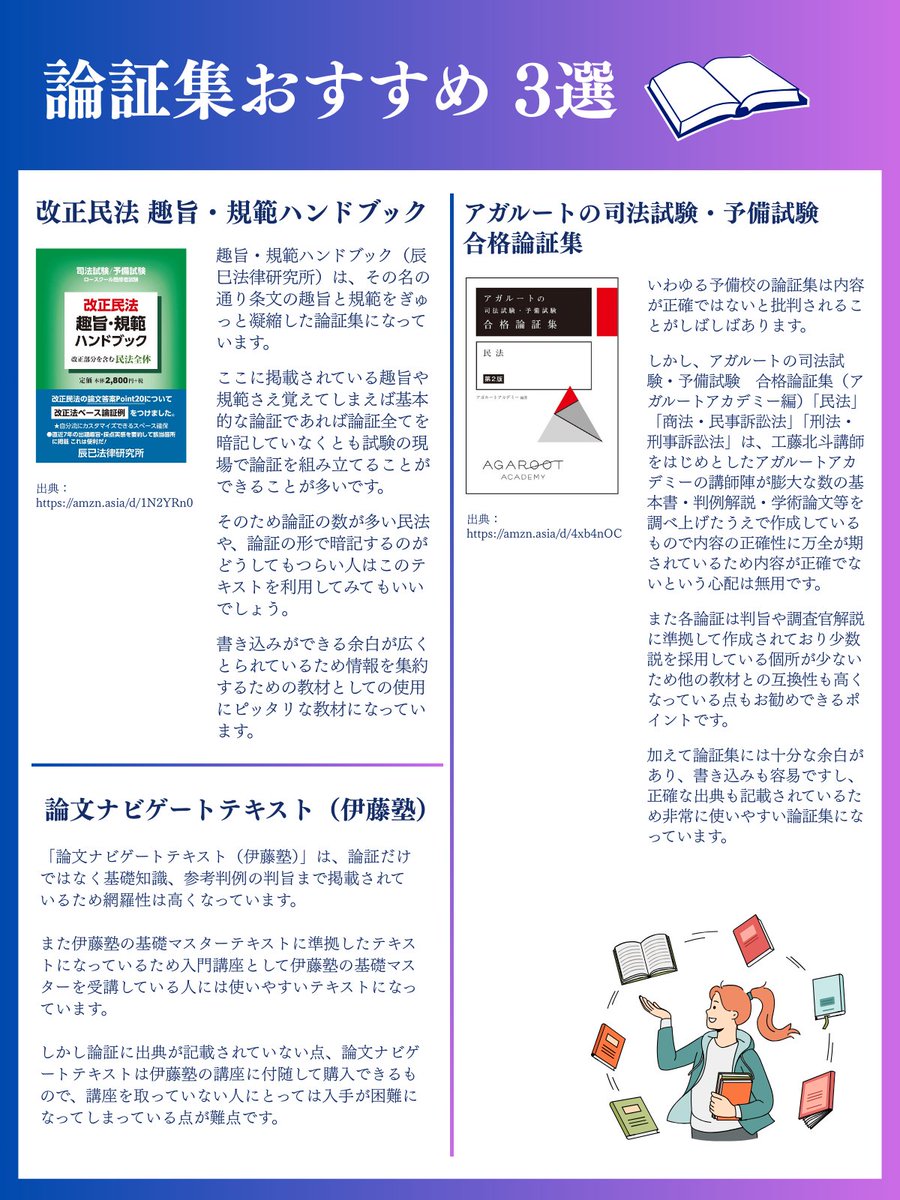 司法試験・予備試験】 論証集のおすすめ3選をまとめました📝 ↓ ↓ ↓