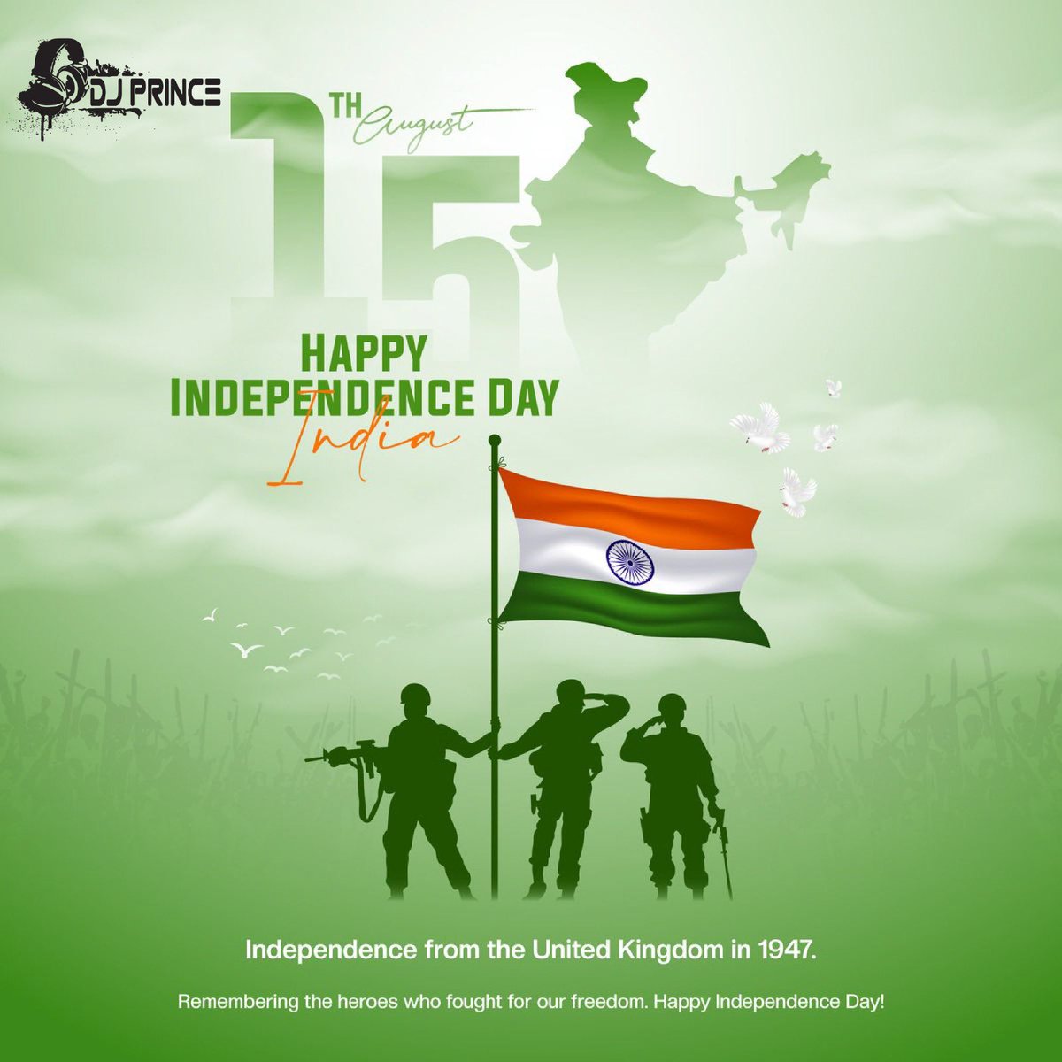 DjPrinceIndia's tweet photo. "May the spirit of freedom and unity live in our hearts forever. Happy 78th Independence Day To u And ur Family Stay bless Regards Dj Prince 🇮🇳🫡❤️ https://t.co/w68uBpEDRc
