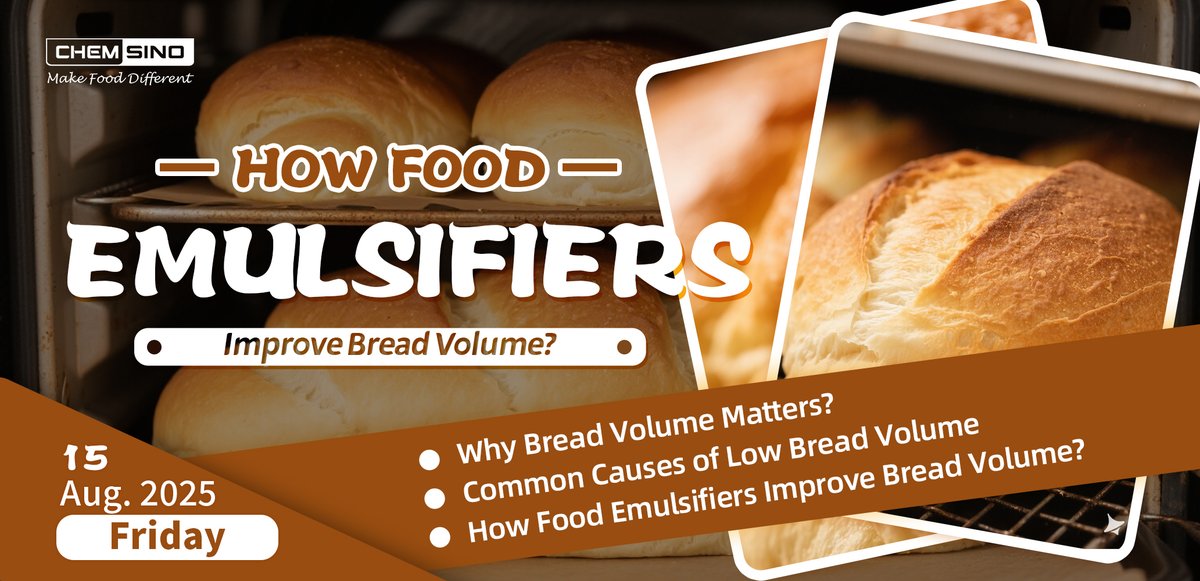 ChemsinoGlobal's tweet image. #Foodscience: If your bread consistently turns out smaller than expected, the cause could be linked to formulation and process parameters. One proven solution is the use of food grade emulsifiers. 
#FoodEmulsifier #BreadVolume #Chemsino