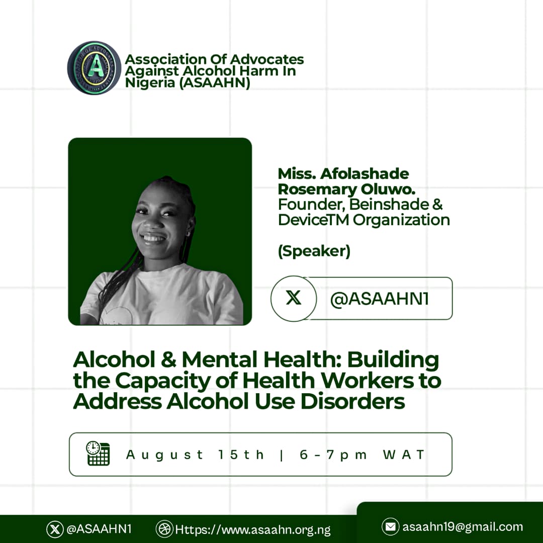 OluwoRosem30982's tweet photo. How do we navigate the capacity building of health workers in Nigeria to address Alcohol Use Disorders? What methods do we need to address such capacity are in full swing to eradicate alcohol usage among young people?π₯π§βπ€βπ§@ASAAHN1 #alcoholawareness #HealthcareForAll #Beingshade https://t.co/oWkl9FMwnU