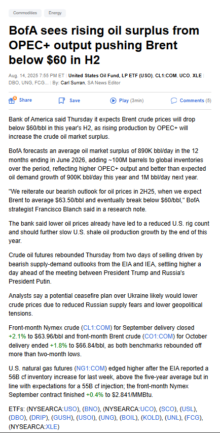 Mike Zaccardi, CFA, CMT 🍖 (@mikezaccardi) on Twitter photo BofA: Brent oil to fall below $60/bbl BofA: Brent oil to fall below $60/bbl