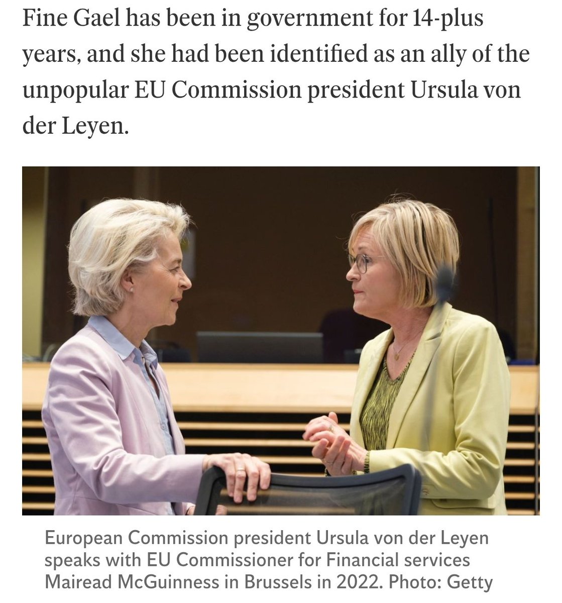 This is why <a href="/McGuinnessEU/">Mairead McGuinness</a> was never going above 15%. 
She was stuck to the hip of the most hated woman in Europe. Fine Gael is in serious trouble with Harris as captain of the ship. No matter who they throw out for #Aras2025 they will be flogging a dead horse. Harris needs to be