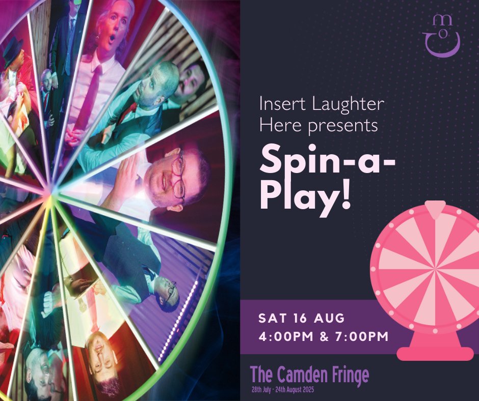 This weekend! Insert Laughter Here present Spin-a-Play! A completely improvised comedy “masterpiece” created each time the wheel spins. Shape the action as it unfolds, decide whether it goes right or wrong and even choose how it ends! 

🎰loom.ly/f_lraL0 🎰