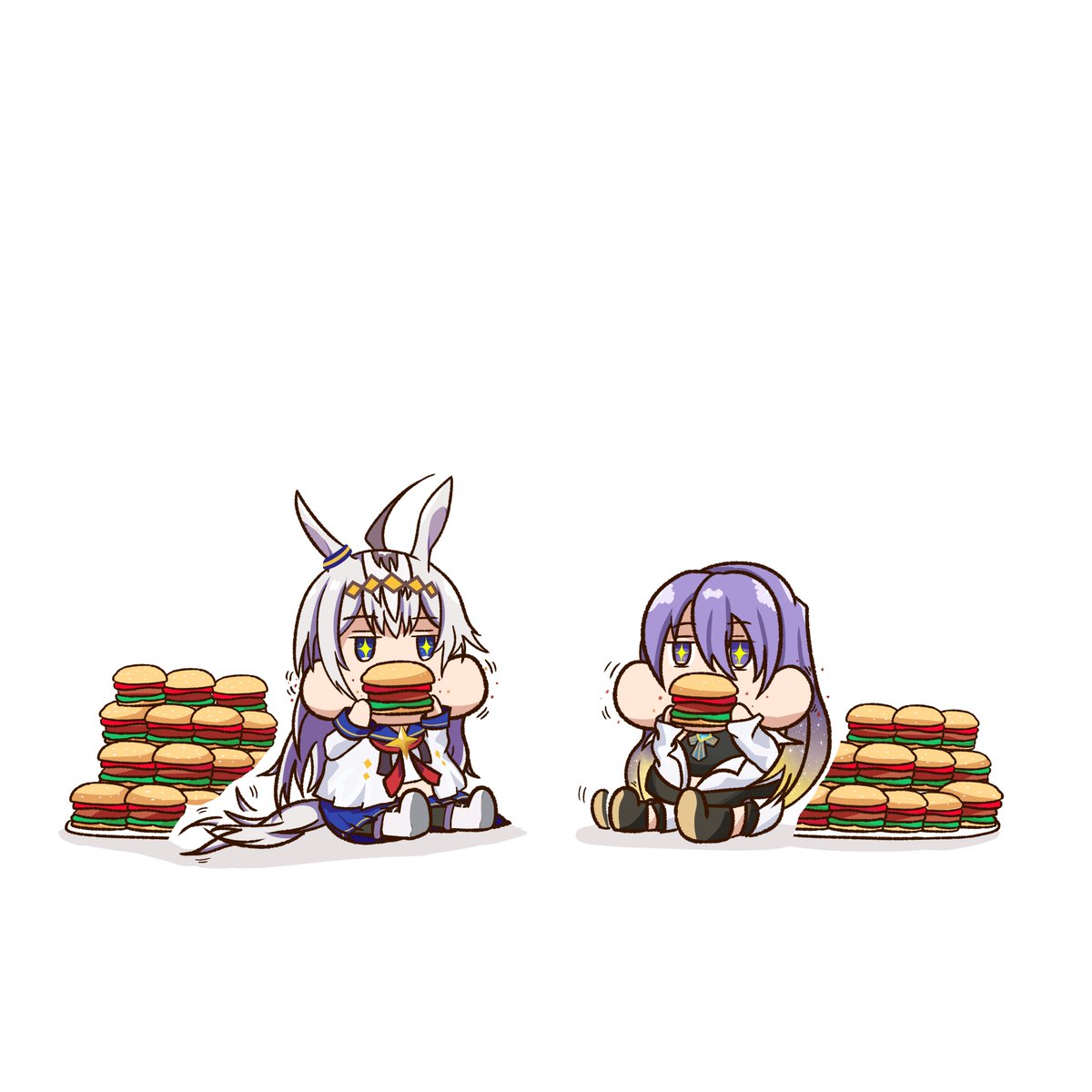 RaissaRandom's tweet image. Bon appétit for Moona and Oguri Cap
BURGIR 🍔

#HoshinovArt #Oguricap #umamusume #umamusumeprettyderby