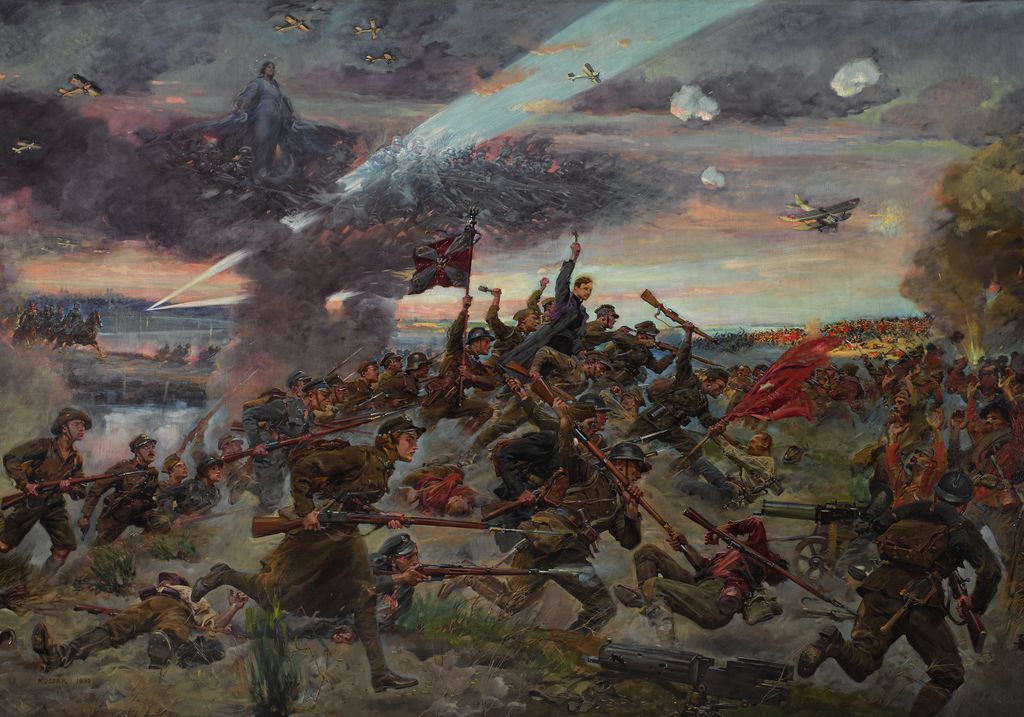 Jerzy Kossak - Cud nad Wisłą (olej na płótnie, 201,5 x 291,3 cm), 1930, Zamek Królewski w Warszawie. #PolishMastersofArt