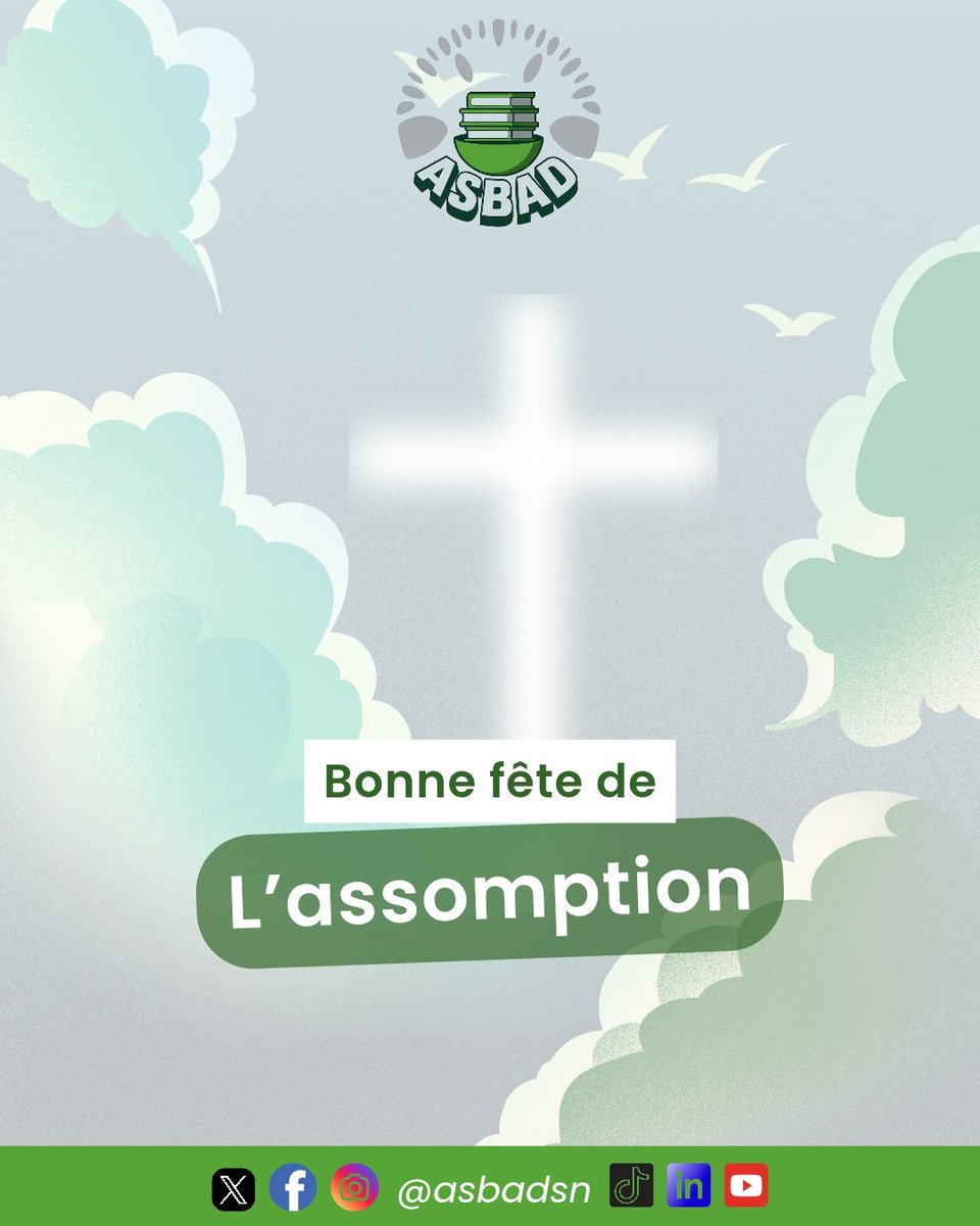 asbadsn's tweet photo. L’ASBAD souhaite une joyeuse fête de l’Assomption à tous les professionnels chrétiens de l’information. 
Que cette journée apporte paix et inspiration dans vos engagements.

#asbadsn #bonnefete #Assomption https://t.co/l9CdmyNhrD