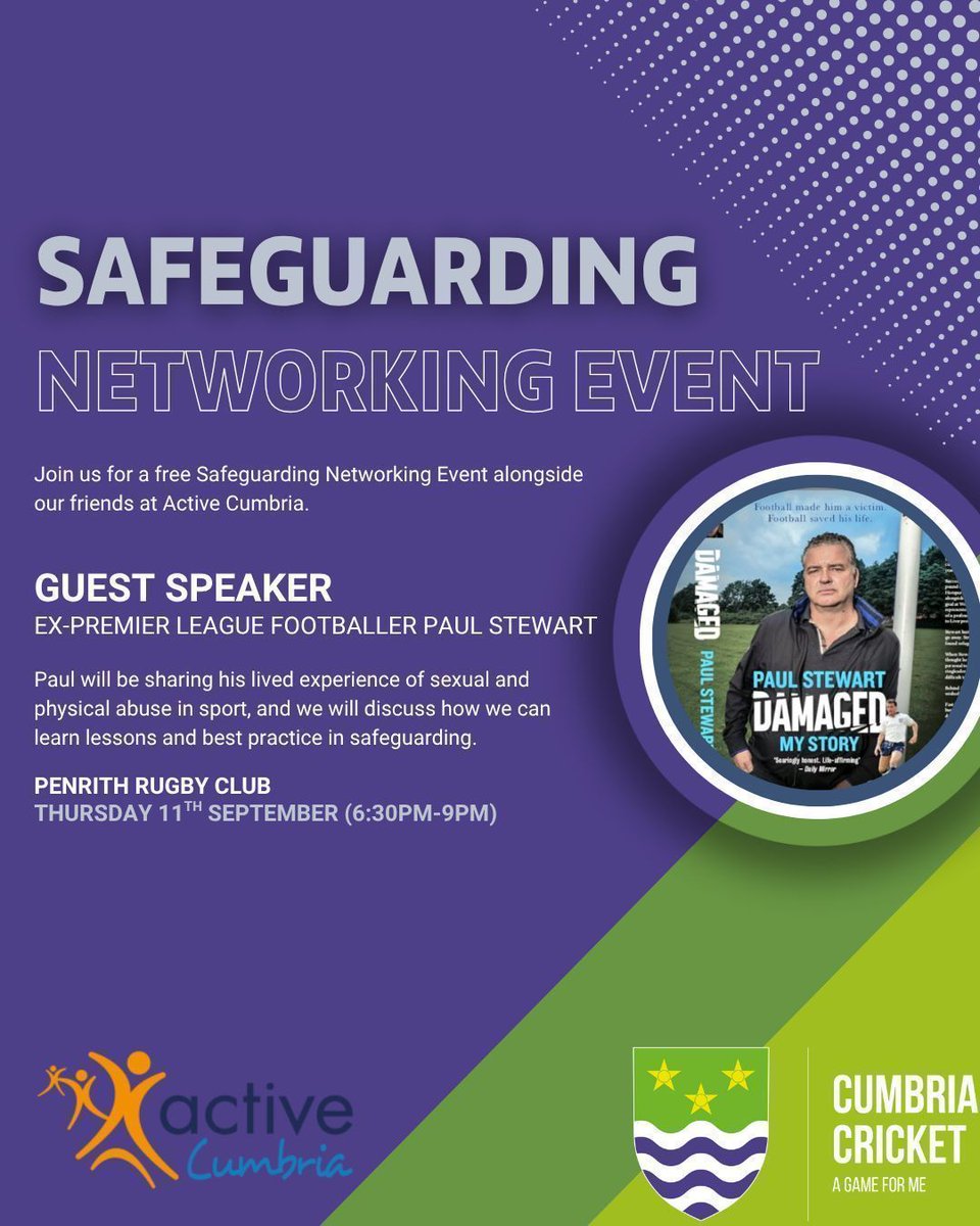 A really powerful #safeguarding event coming to Penrith in September.

We'll be joined by @pstewy103 as he shares his powerful story of abuse and the lessons we can all learn.

This is one not to be missed.

buff.ly/oWmGpQN